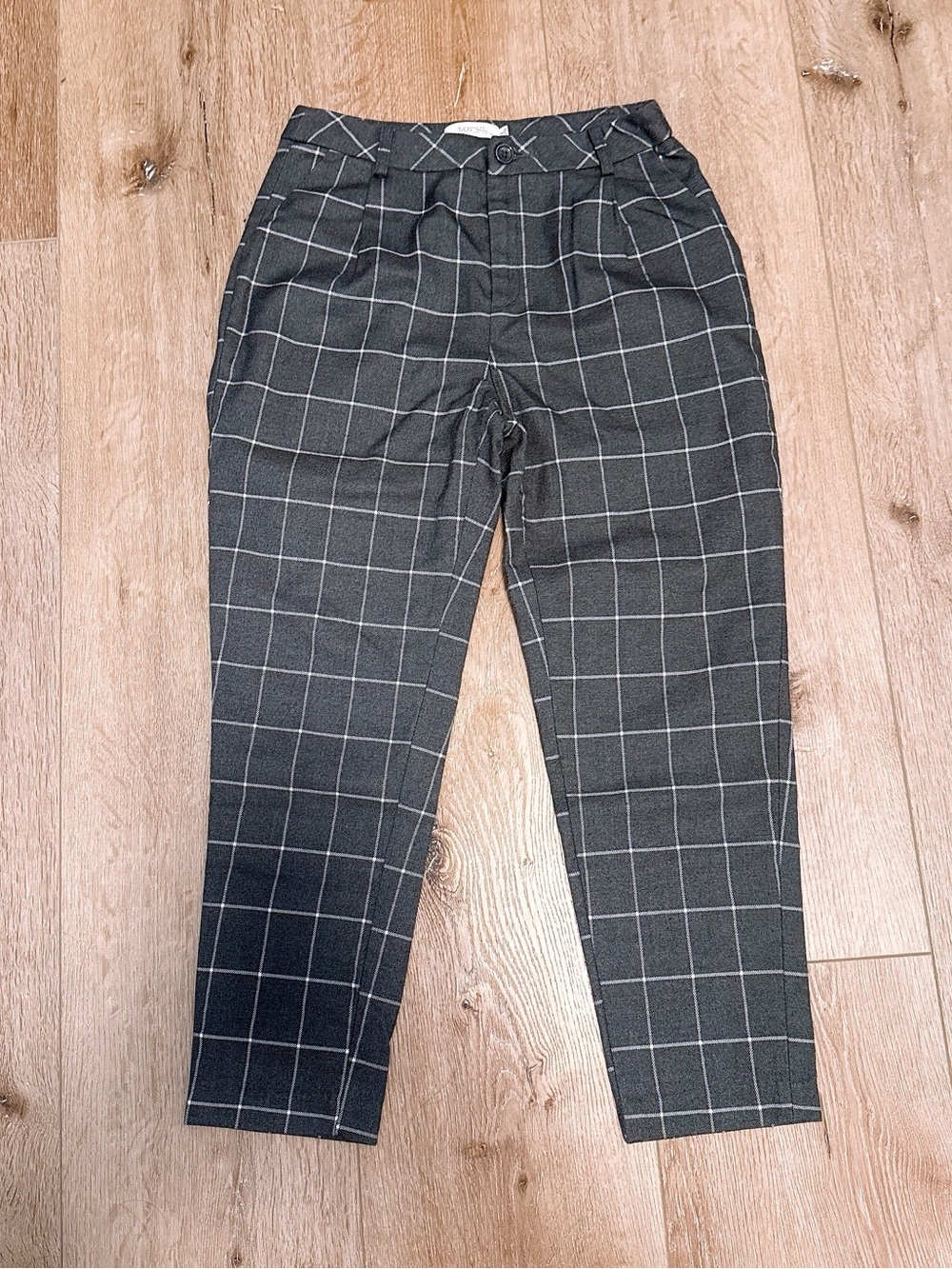Windowpane Black Tailored Women's Chinos